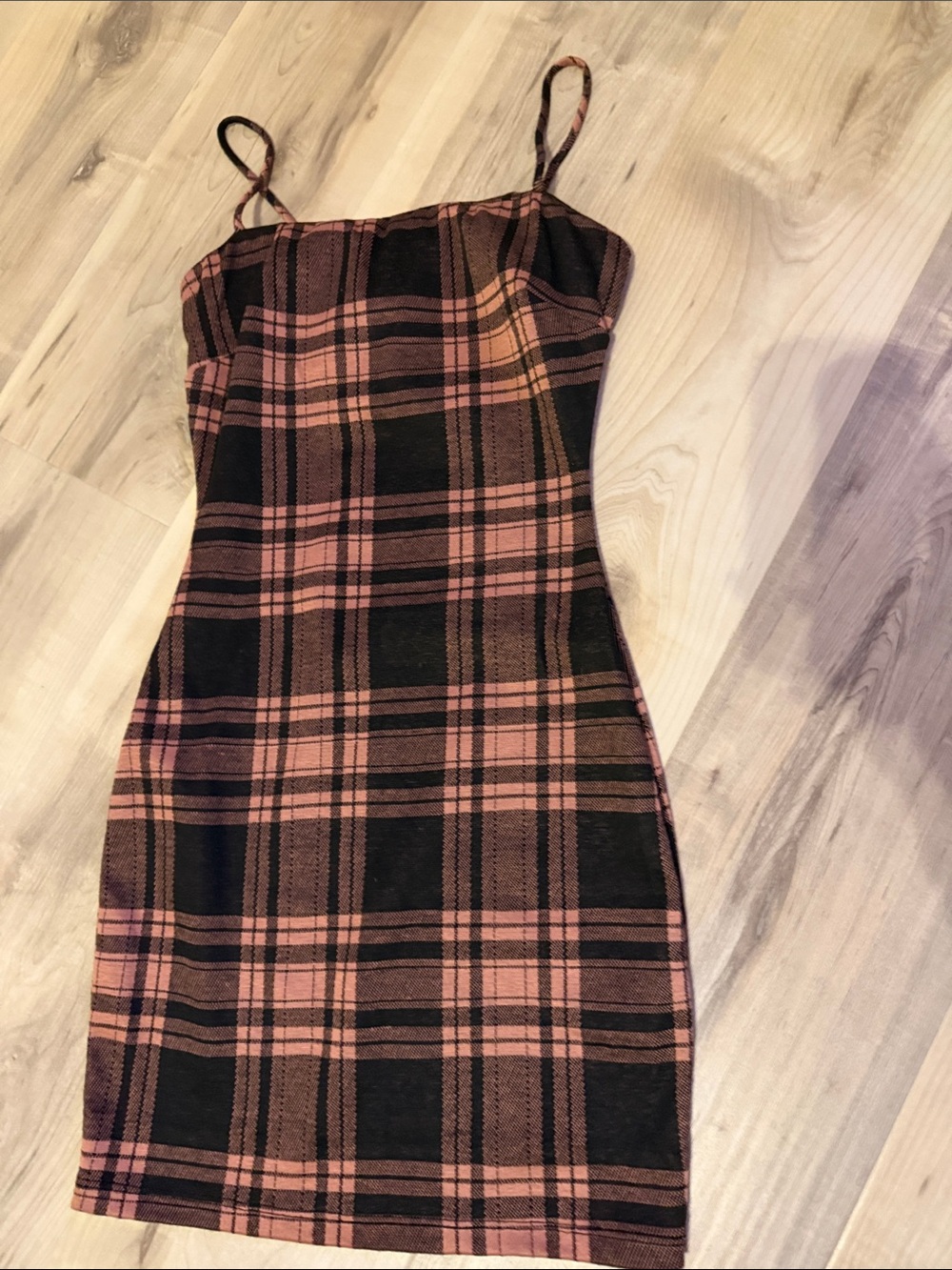 Size xs pink and black plaid windsor mini dress